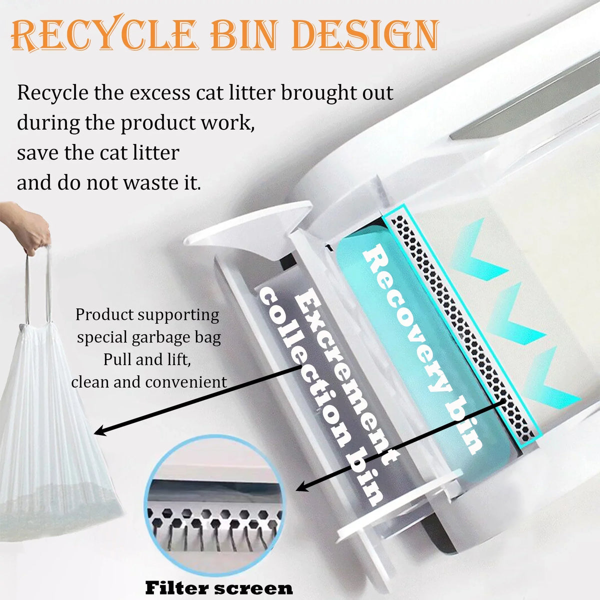 Self Removal No Anti-pinch Scooping Cat Smart Suhaco Intelligent Hood Automatic Control with Litter Litter Cleaning Box APP Litter & Mat Odor Box Sensing