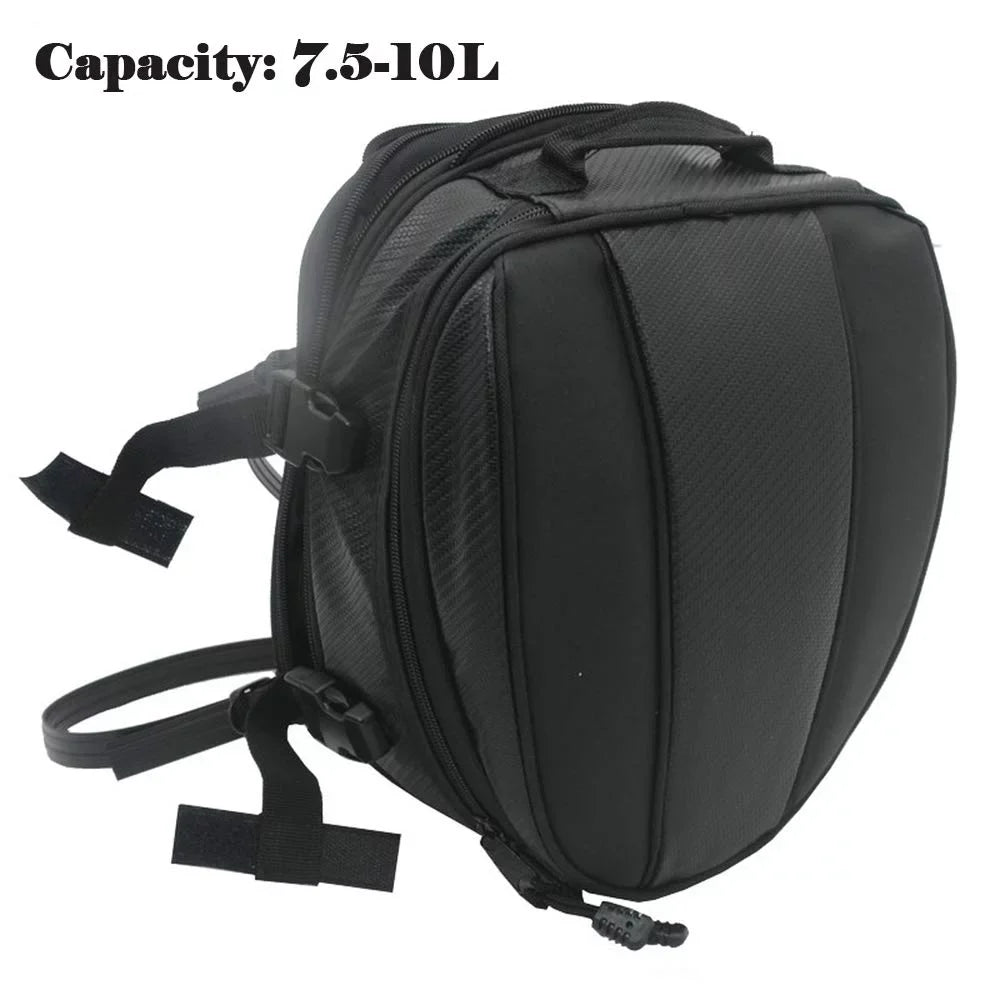 Expandable PU Tail Leather Bag Motorcycle Pack Seat Bag Rear Luggage
