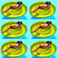 Tan Swimline 72" Float Lounger Swimming Pool Island 9050 6-Pack Sun Inflatables,