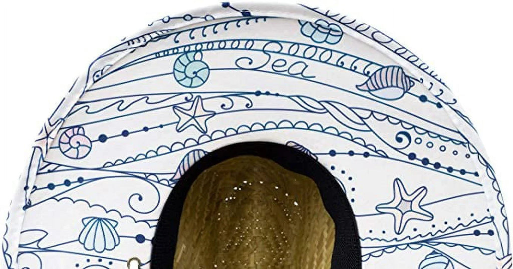 Pattern Malabar All, Straw & Kids Hat Sunhat, Board, Fabric Lifeguard 3+, Swim, Print Beach, Shells Fishing, Ages Boat, Fits Cruise, Girl, Hat, Paddle Children's Boy