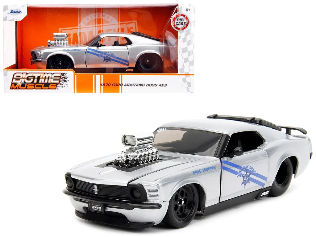 Drag Model Drag - Car Bigtime Ford 1970 Metallic Jada Highway 1/24 Boss 429 Trooper by Silver Muscle Diecast Series Mustang