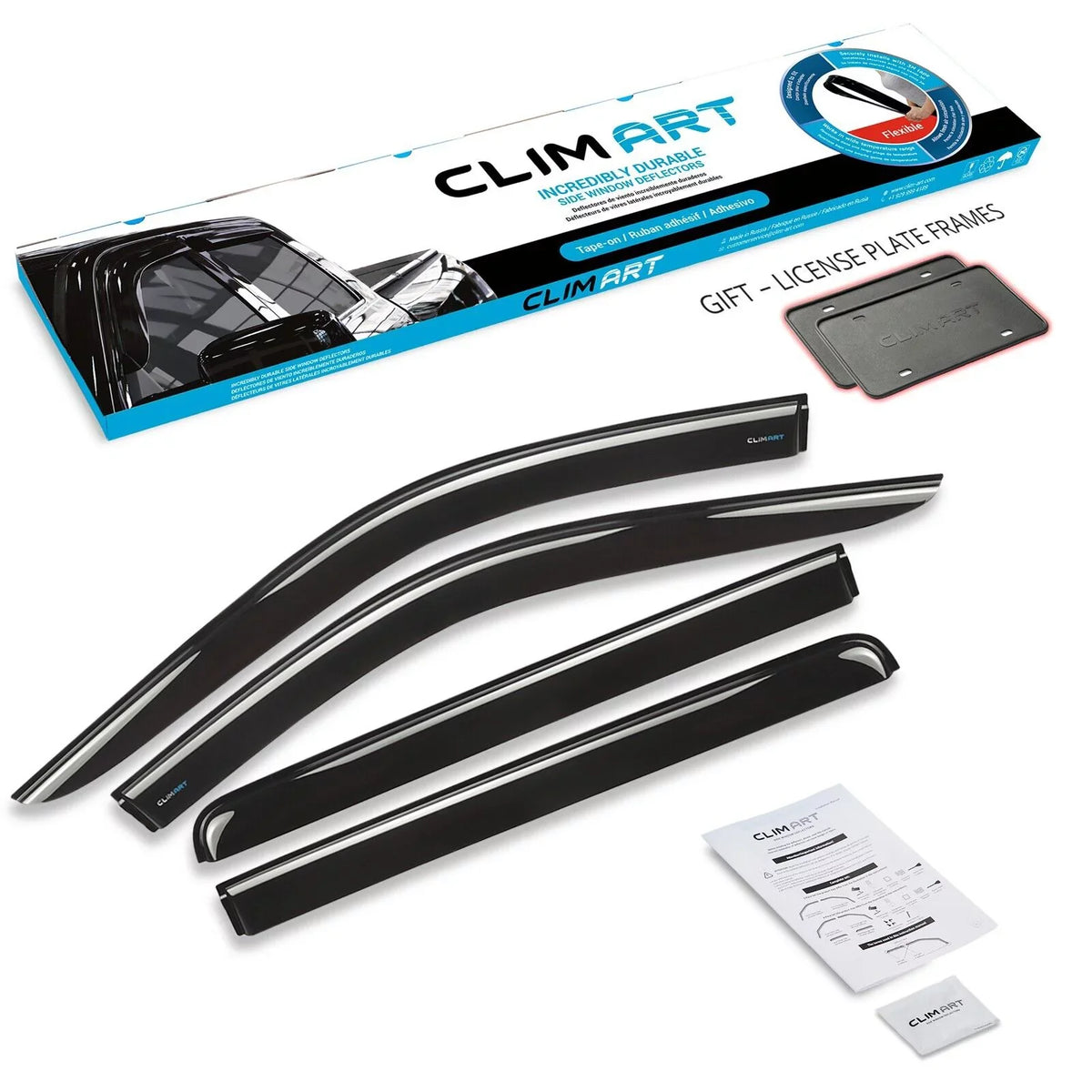 Window Silverado/GMC 419160 Compatible with Tape-on 2019-2024 Cab, Accessories, 4pcs- Chevrolet Rain Window CLIM Guards 1500 Sierra Visors, Durable Vent Deflectors, Incredibly ART (Chevy) Truck Crew