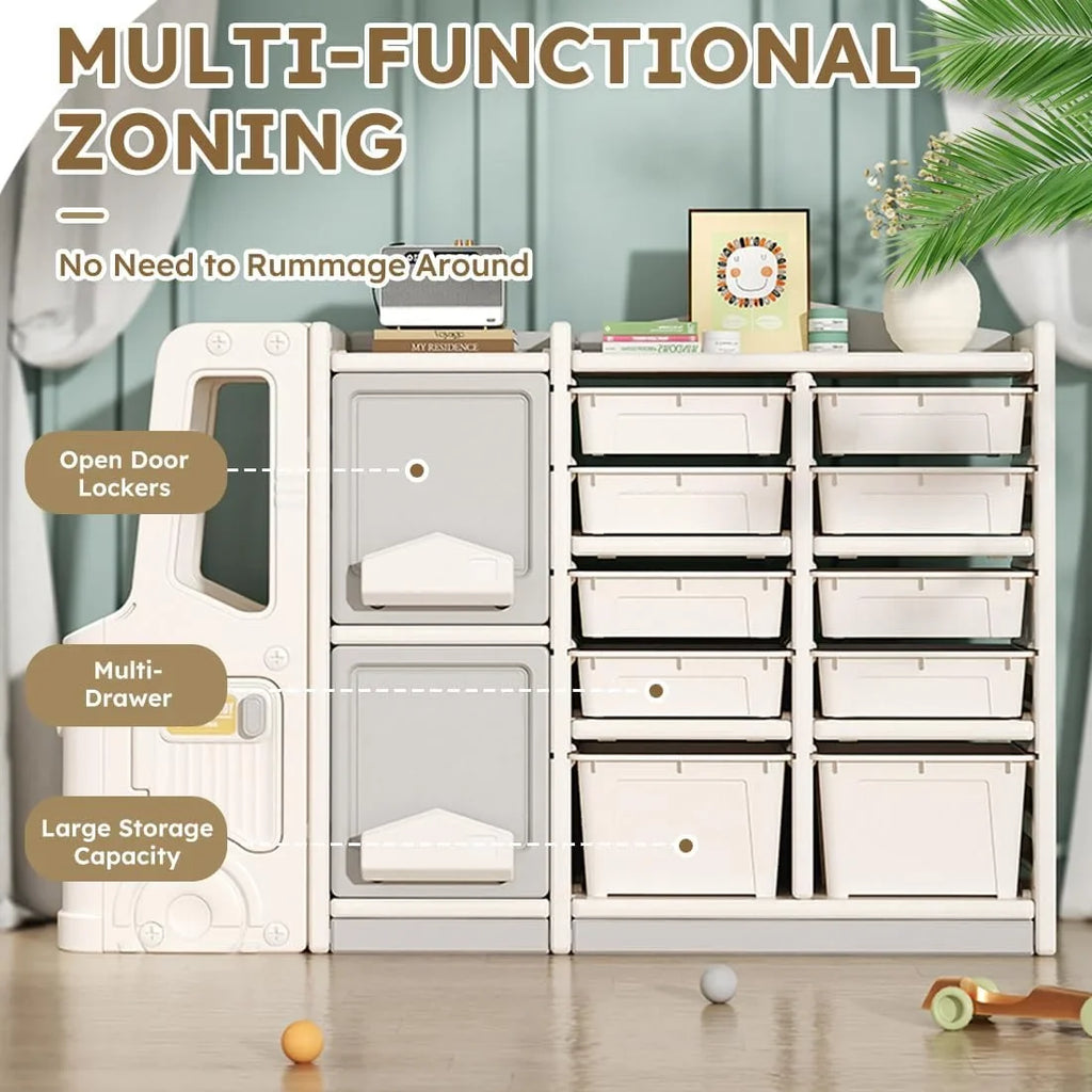 Cabinet Toy Organizer Cab Bookshelf and Box and Organizer Boxes Bedroom (10 Multi-Functional Organizer Children's + RUNFAYBIU 2 and Playroom Nursery. Toy Pull-Out Closed for Drawer