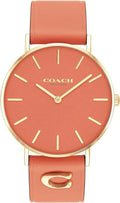 Band Pink Women's Leather 14503922 Tone Coach Perry Watch Coral Coral Dial Pink/Gold