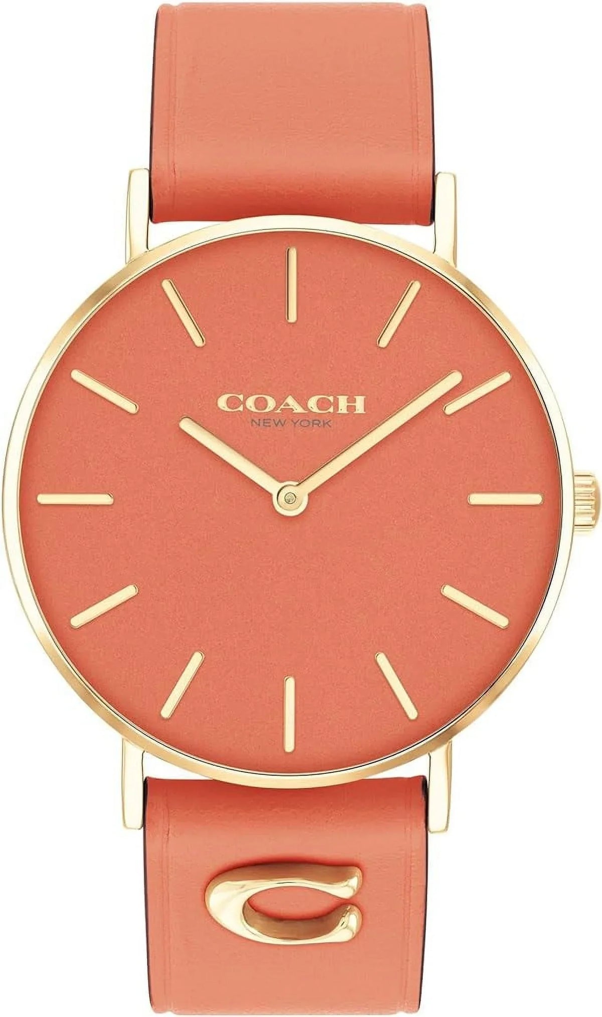 Band Pink Women's Leather 14503922 Tone Coach Perry Watch Coral Coral Dial Pink/Gold