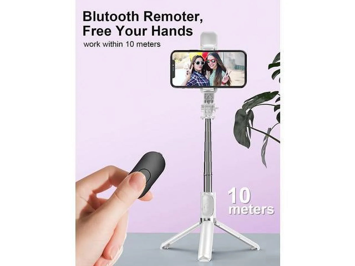 Light, Model Tripods Android with Extendable (White, Compatible Remote, with Q02s) Cell and Stick Ring Selfie LED with Tripod Remote Phone iPhone