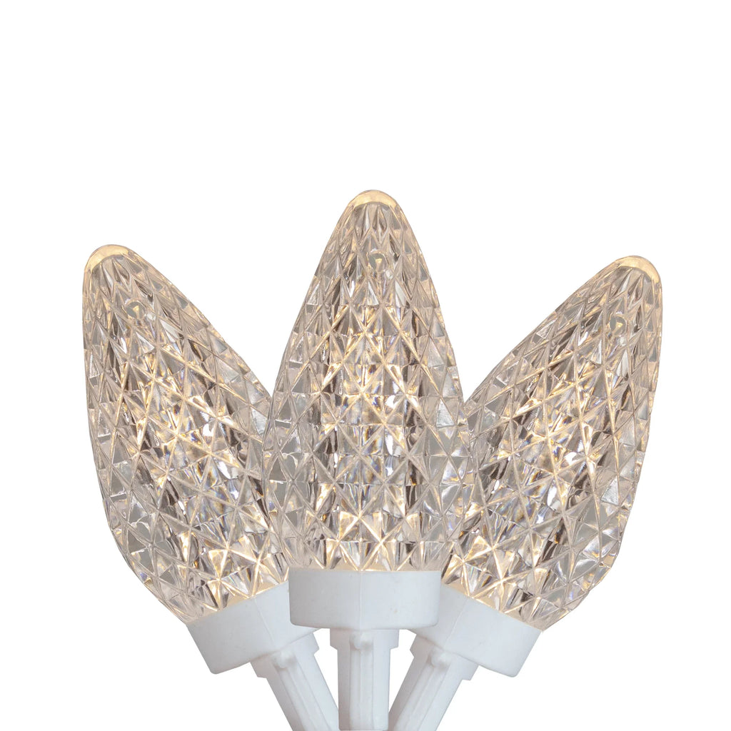 C9 White Christmas Northlight 100 41 ft LED Count Warm - White Wire Faceted Lights