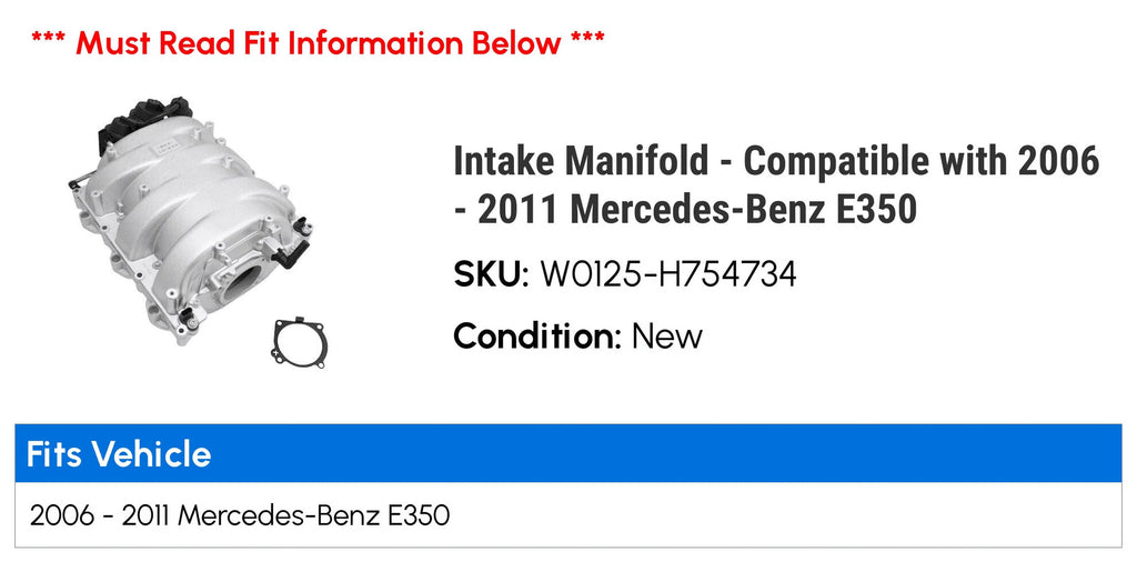 Compatible 2008 2009 with 2011 E350 Manifold - Intake 2010 2007 - Mercedes-Benz 2006