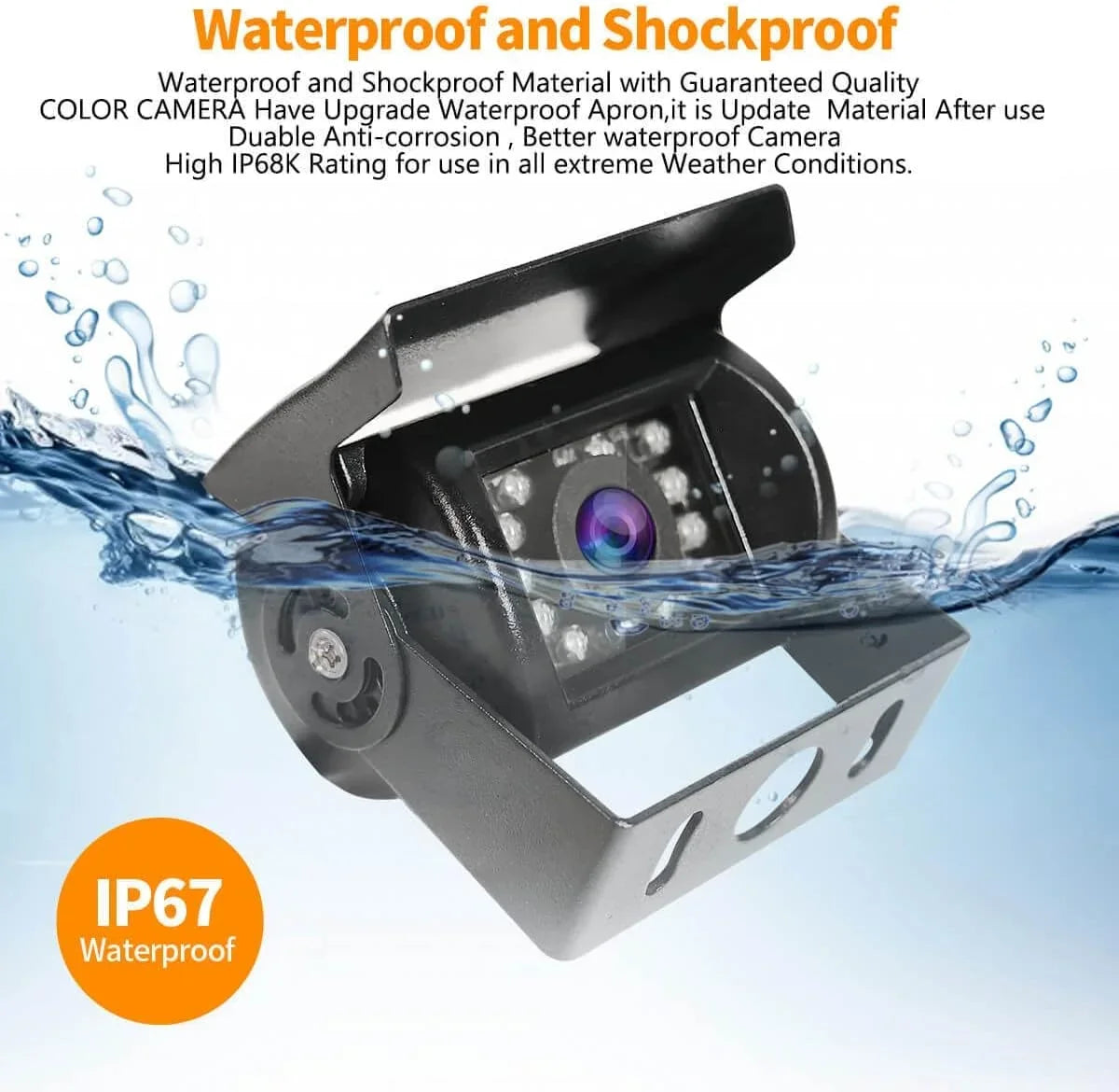 Reverse 18 IR for Truck IP68 Parking Backup Vision, View Camera Rear Waterproof Backup Bus Night with Camera Car