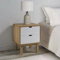 Solid Brown&White Pine Htovila OTTA Wood Cabinet 18.1"x15.6"x22.4" Bedside