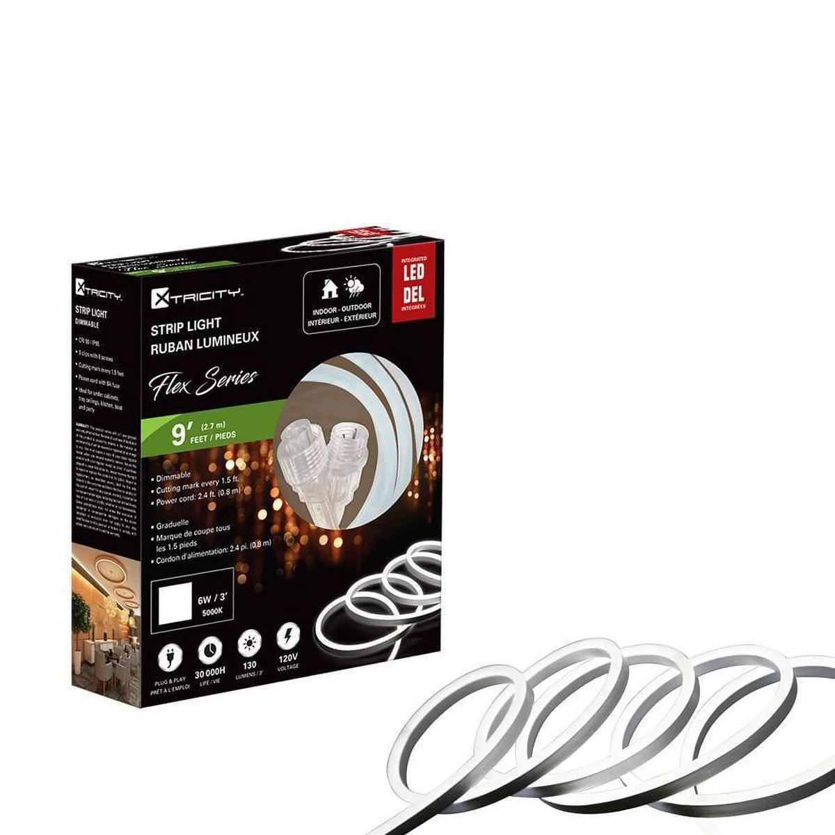 Flexible feet/6w-3'/120v/White Outdoor Indoor 5000k Strip 9 Xtricity Led and