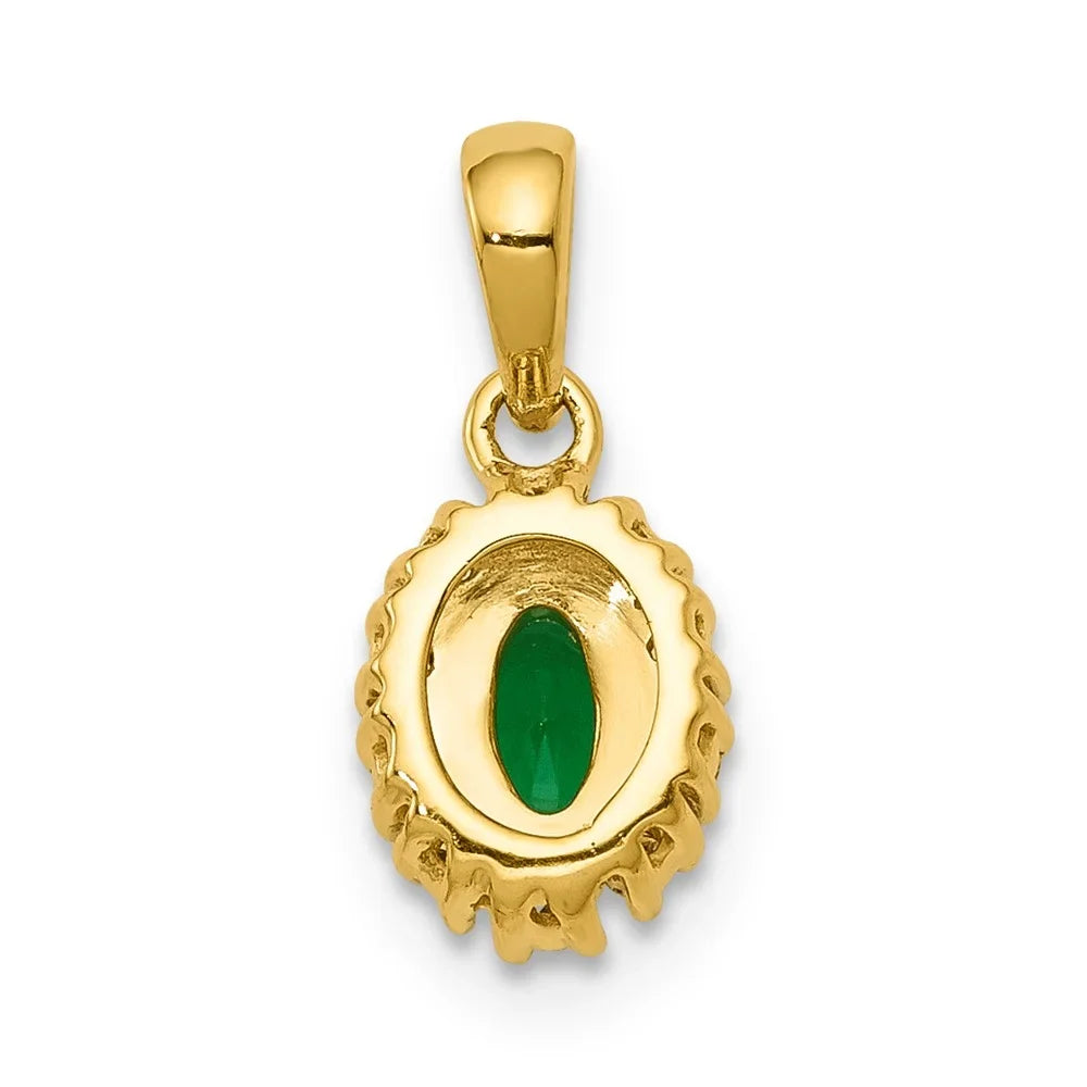 Pendant Rhodium and and Emerald QPM5252-EM-010-YA 14k Diamond Oval