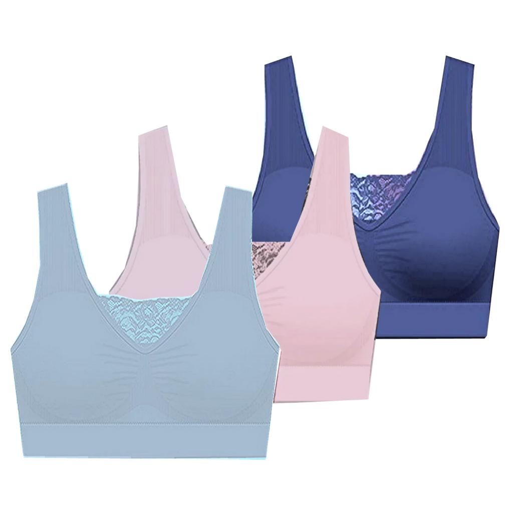 Thru Burke 2X Comfort Seamless 38D/DD Padded Delta Fits Pads-3-Pack w/Removable Bra - 40C/D