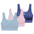 Thru Burke 2X Comfort Seamless 38D/DD Padded Delta Fits Pads-3-Pack w/Removable Bra - 40C/D