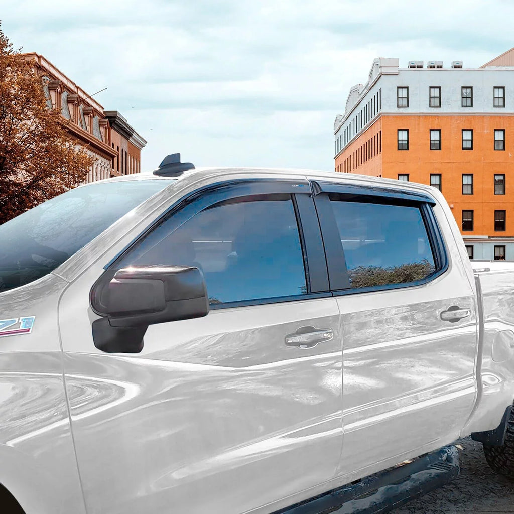 Window Silverado/GMC 419160 Compatible with Tape-on 2019-2024 Cab, Accessories, 4pcs- Chevrolet Rain Window CLIM Guards 1500 Sierra Visors, Durable Vent Deflectors, Incredibly ART (Chevy) Truck Crew