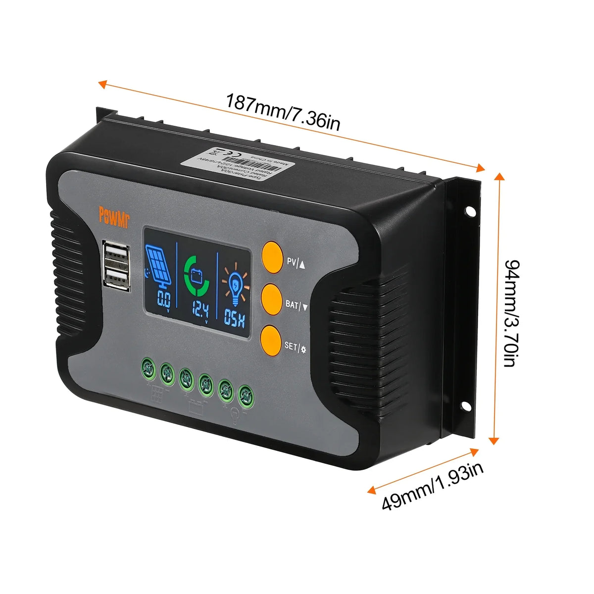Solar Power Battery Charge 12V-48V Auto Charge PWM LCD Output Detection Solar Charging USB 5V Battery Controller Bulk/Boost/Float Controller Display 30A Dual Controller Vistreck 12V/24V/36V/48V with