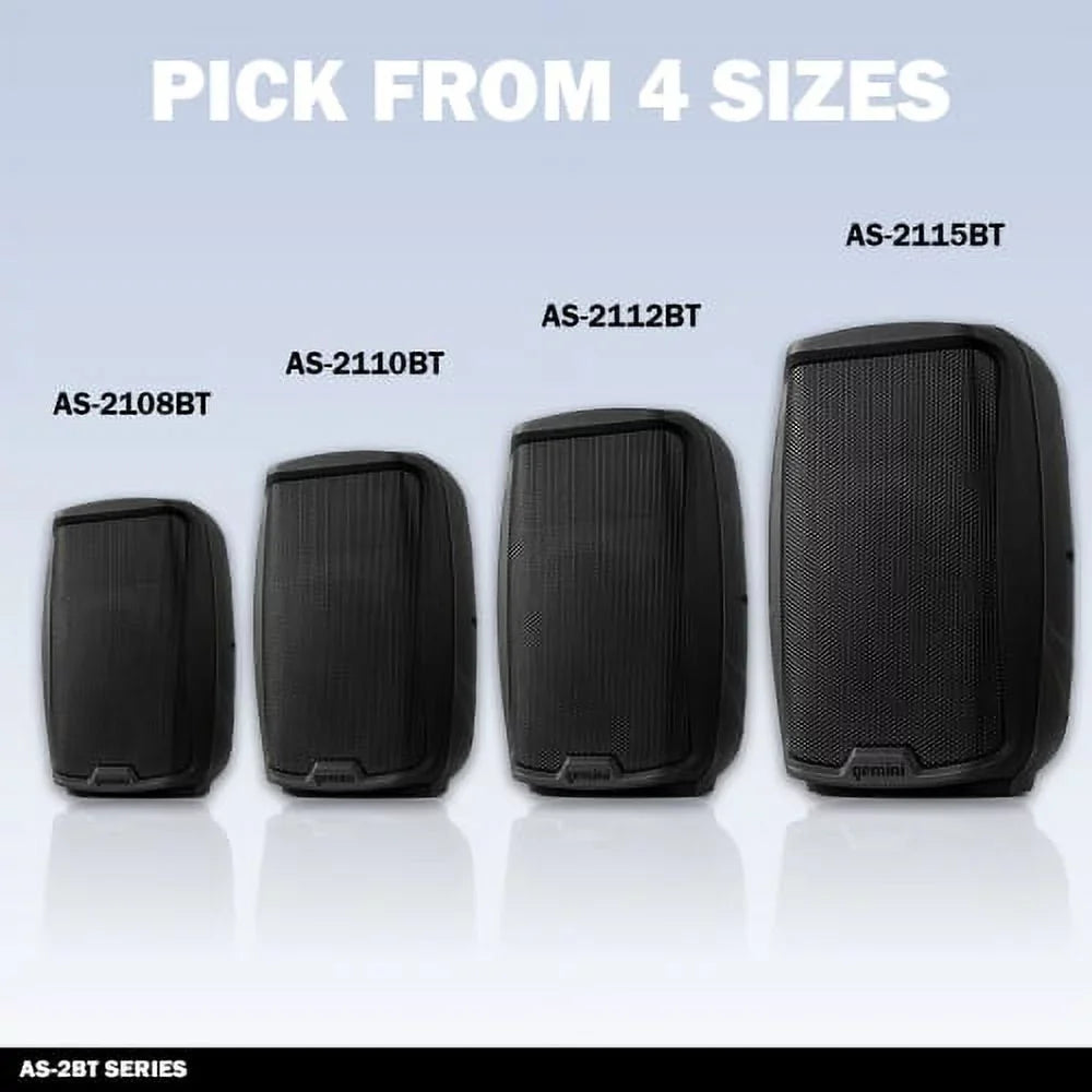 Gemini AS-2112BT Watts Bluetooth XLR Inch RCA Pro Speaker 1500 New 12" Active PA Sound System DJ