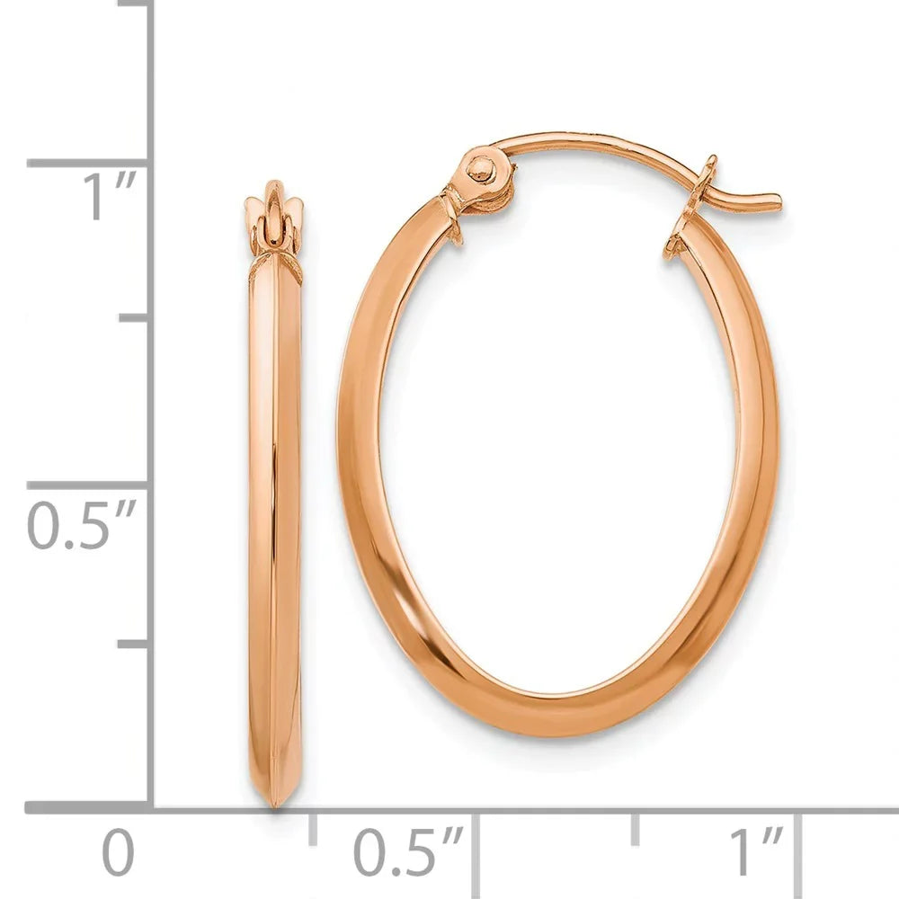 Real for Tube Women Rose 14kt Adults and Men Oval for Earrings; Gold and Polished Teens;