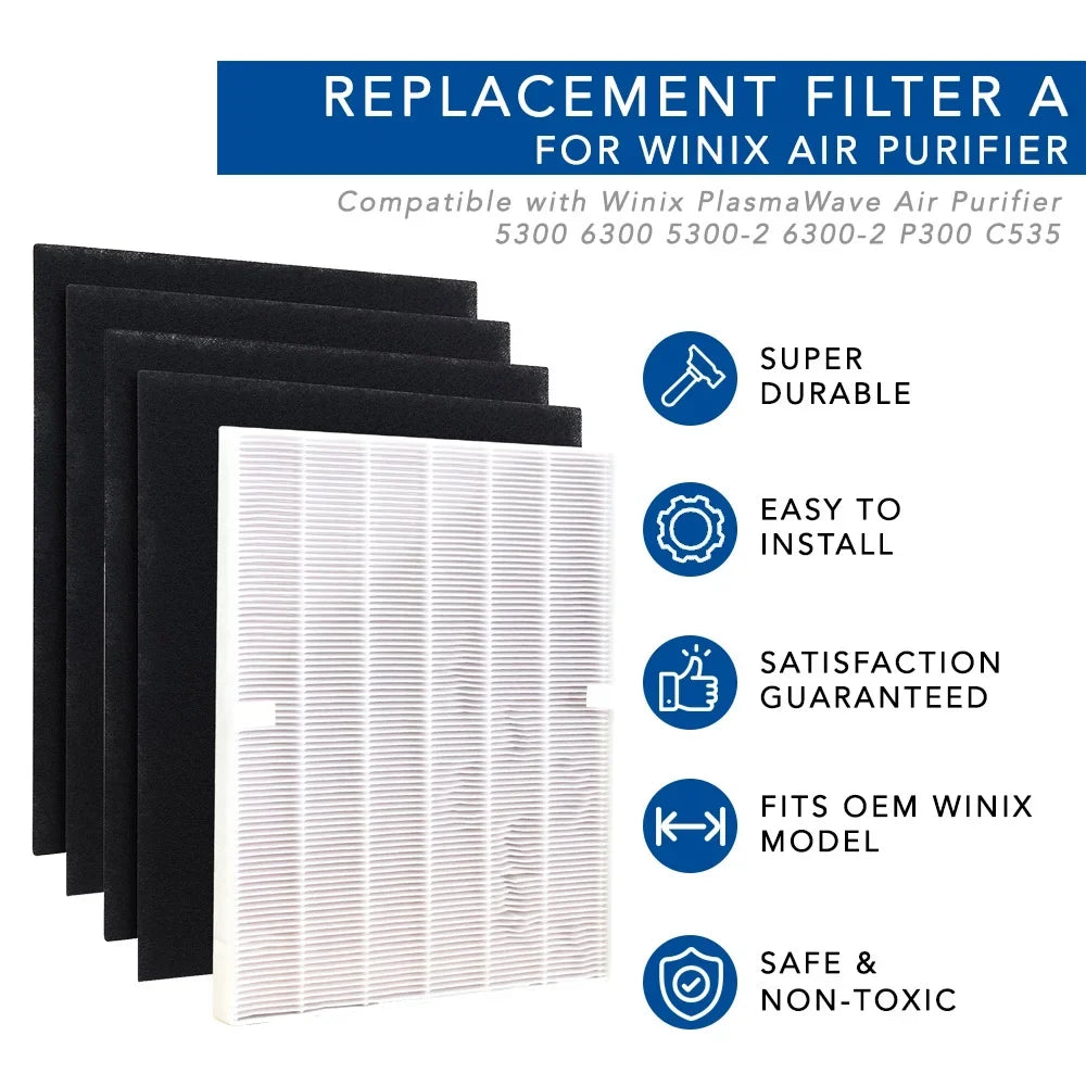 5300 Filter (2 HEPA 5500 5300-2, Winix for for and 115115 Set) C535, A 6300-2,P300, Replacement Filter