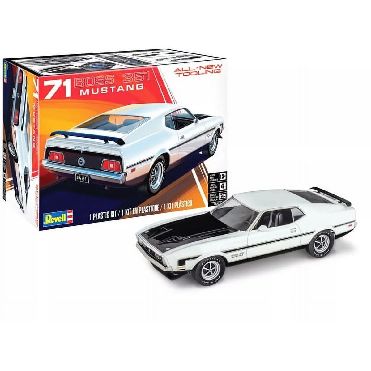 4 Kit Scale 1971 1-25 Mustang Ford Revell Car Model for 351 Boss Level