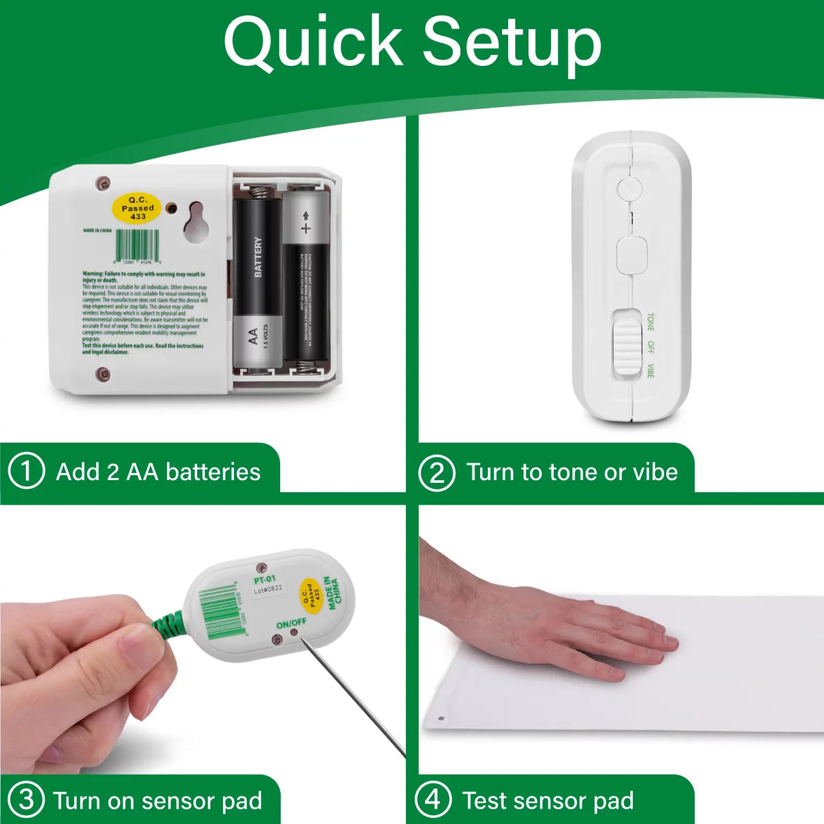 Fall Alarm Alerts Pager to Bed Prevention Sensor Pad with Pad Caregiver | x Alarm for Medical Alarm Bed for Range Up System Caregiver Smart Cordless and 30" | with Weight Bed Wireless 10" 300'