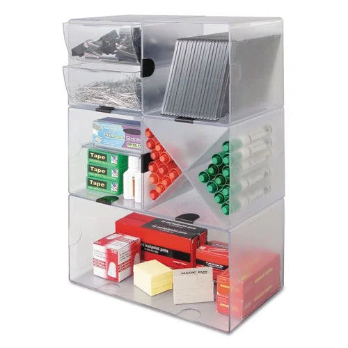6, x Clear Drawers, Organizer, Order Each Cube Compartments, 6 4 Plastic, | 7.2 deflecto Stackable x 4 of 1