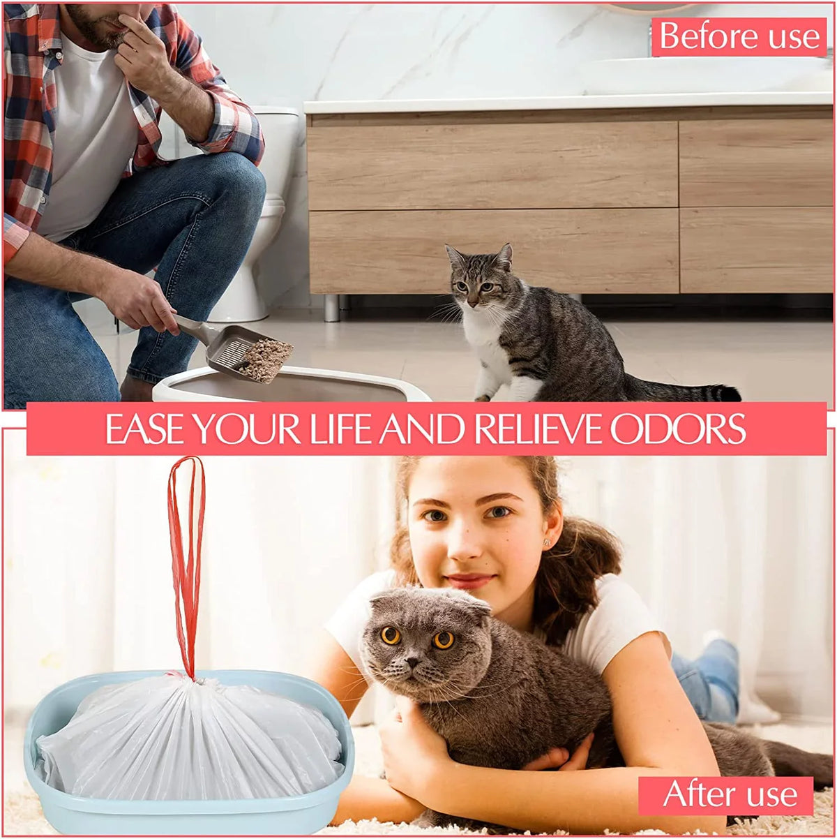 in Kitty Pan Heavy Box Liners Litter With Litter 18 30-Count Bags Large Kitty 31 x Box Liners Litter Cat Liners Box Thick Cat Litter Home Litter Drawstring Times Cat Bags Duty