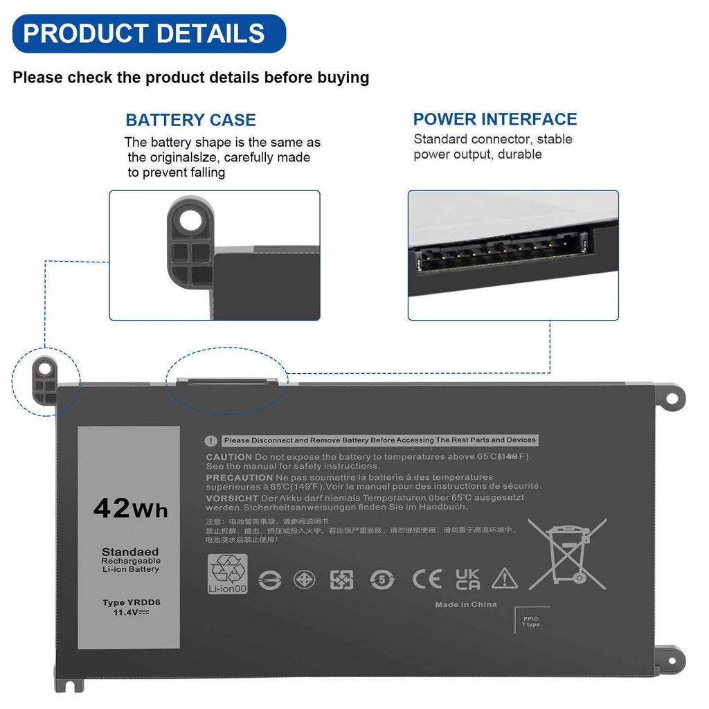 3793 15 3583,Inspiron 15 Battery 3593,Inspiron YRDD6 15 Dell for 15 Inspiron 3493,Inspiron 3582,Inspiron 15