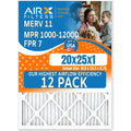 Furnace MERV 1000, in by MPR Pack of Filter Rating, 12 20x25x1 11 CLEAN FILTERS of FPR 12 Filters Filters MPR AIRX USA Furnace to Comparable 7, 1200, Efficiency WICKED Pack AIR. Air High Made