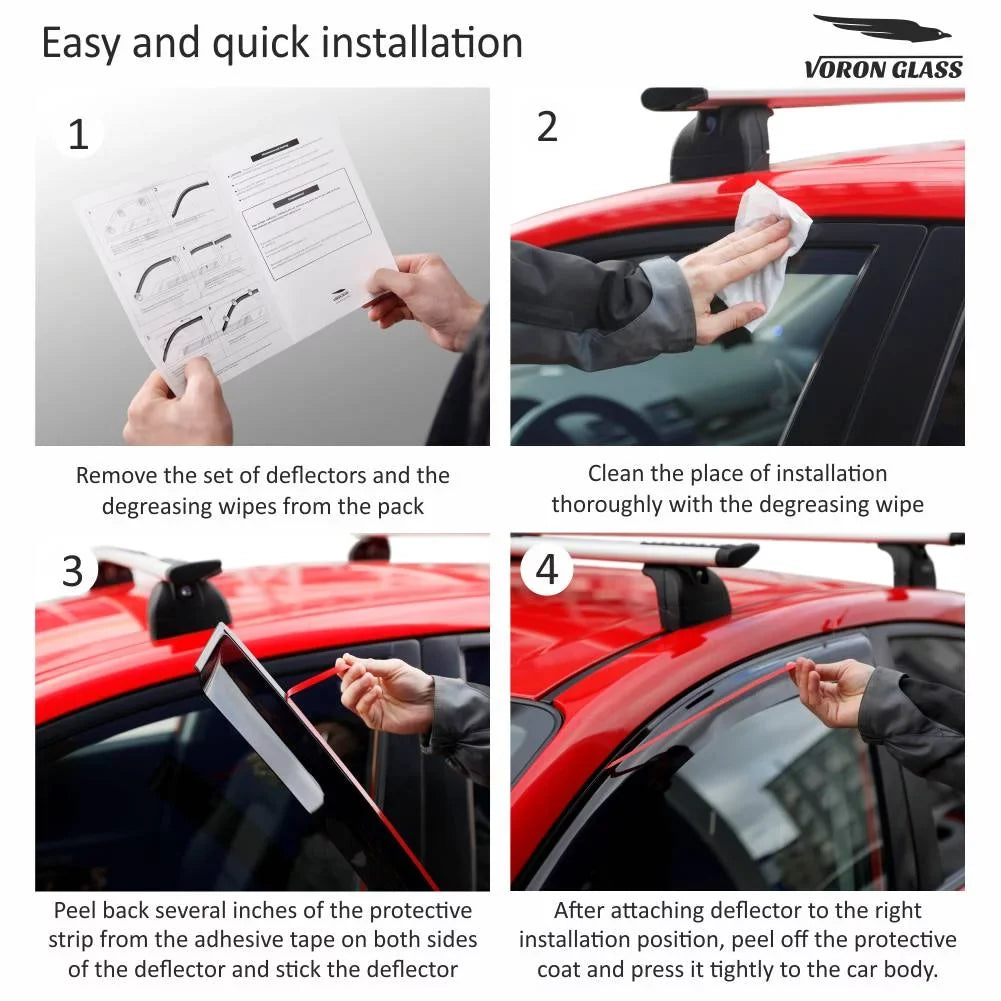 Rain Visors, Vent Extra - Voron Pieces Window 6 Guards for 2016-2022, Durable Pilot 100488 Window Honda Deflectors, Tape-on Glass