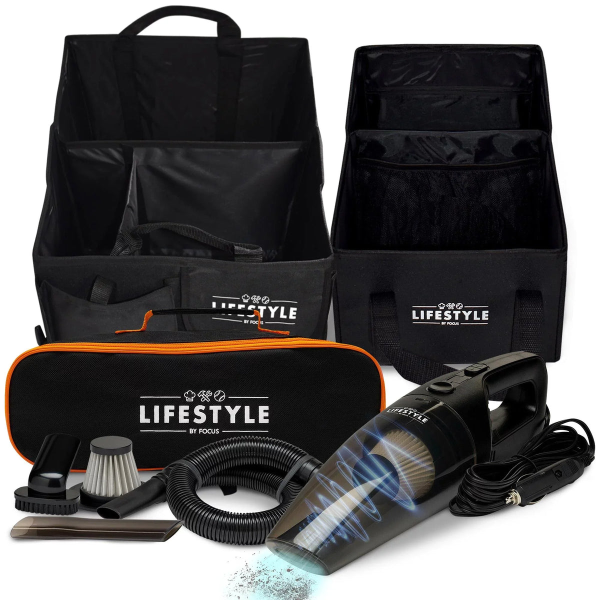 Lifestyle Set and Focus Car Vacuum Organizer by