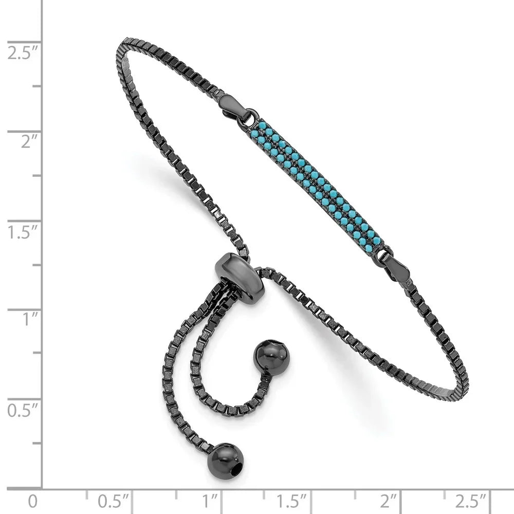 925 Women Black-Rhodium Adjustable for Jewelry Dyed Silver Sterling Auriga Bar Howlite Bracelet Fine