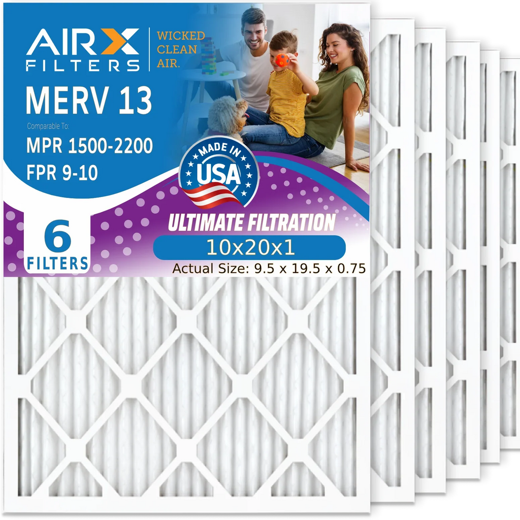 Electrostatic & 10x20x1 Air FPR Made Filters 9 AIRX Filter 1500 CLEAN Pack Conditioner Air MPR WICKED 13 USA AIR. 10x20x1 2200 FILTERS to by 6 Furnace MERV - Premium Filter Pleated Comparable HVAC AC