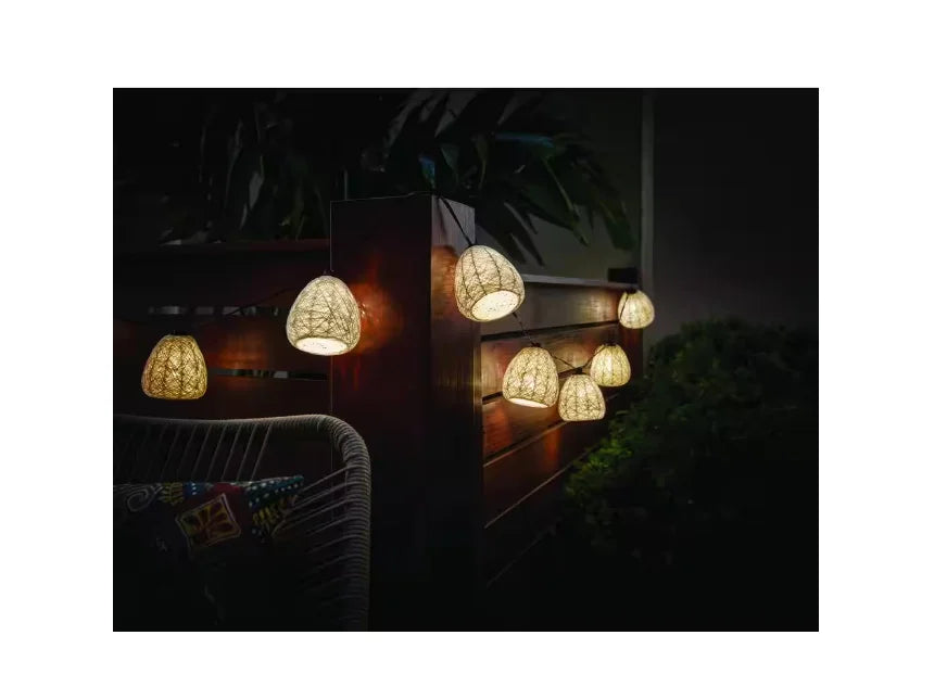 Fiber Hampton (10-Heads) Natural String LED Bulb 11 Mini ft. Bay Outdoor/Indoor Plug-In Light