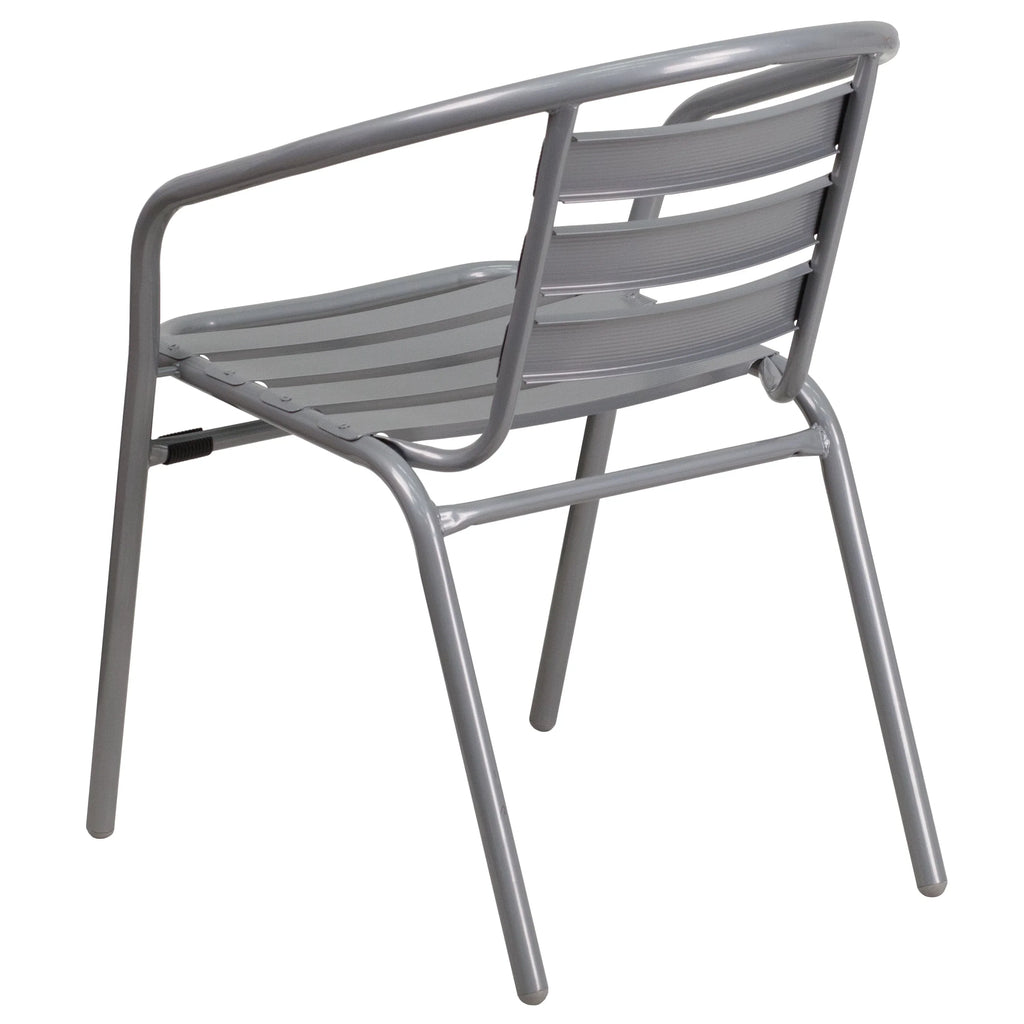 Slats Stack Restaurant Pack Chair Flash Metal Silver Aluminum 4 with Furniture