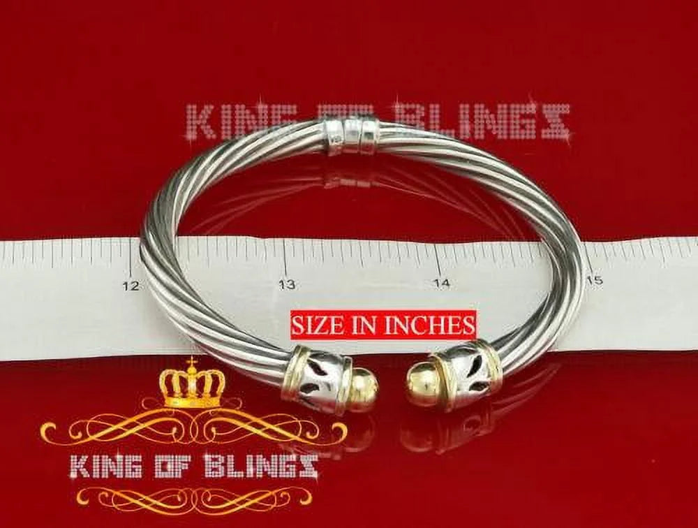 Cubic Stones for Of Zirconia Bangle Men/Womens Silver Inch King 7 Bling's Fashion Round