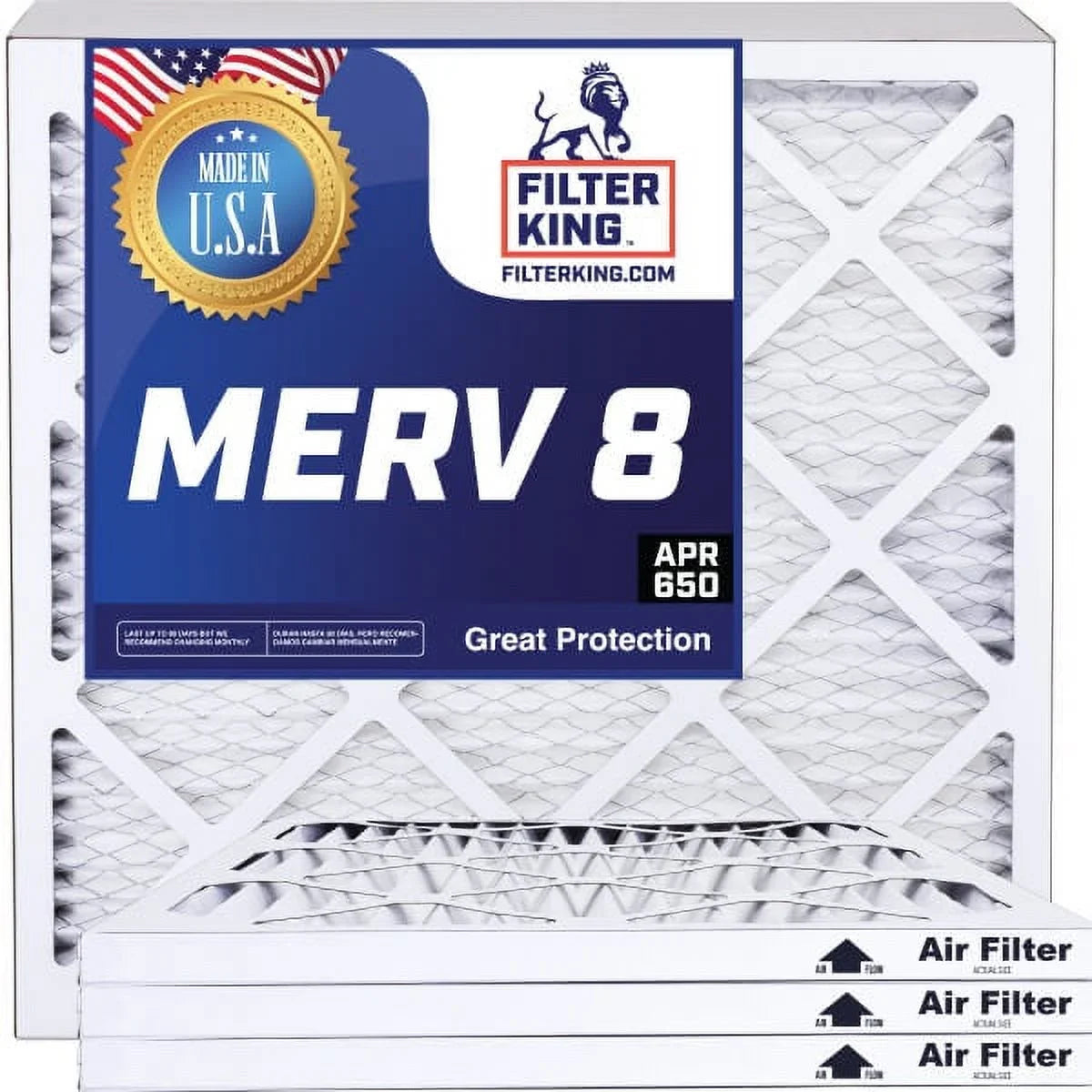 Filter | HVAC | | IN 8 MERV Size: 12.5x33.5x1a | x Filters 4-PACK .75" x Furnace Air King Actual Filter 12.5 A/C MADE Pleated USA 33.5