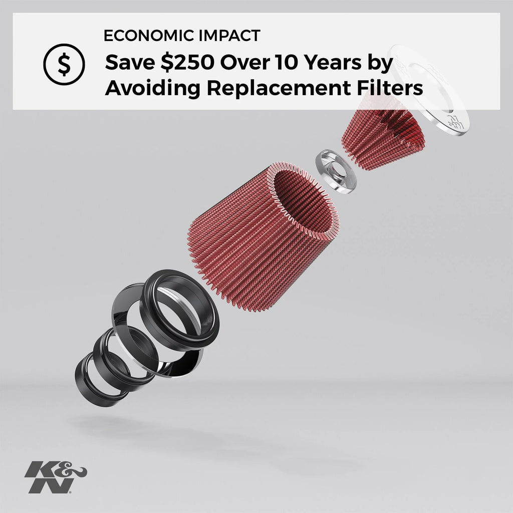 mm) (102 Reusable: in Round , RE-0870 (117 Top Filter: in Height; Flange mm) ID; mm) (152 in Engine and Washable Clamp-On 4 6 9 (229 4.625 mm) Air Universal in Base; Tapered; K&N