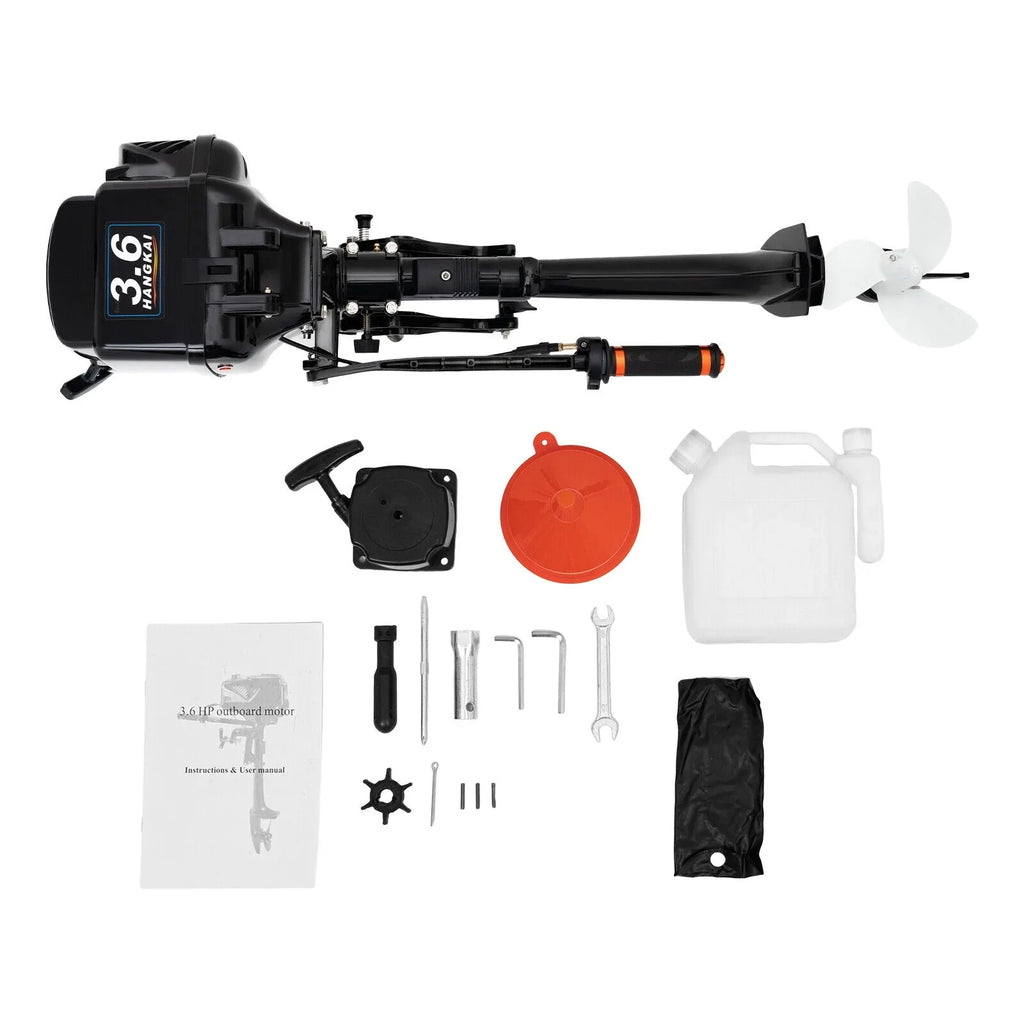 Boat HANGKAI Motor Cooling CDI 2 90cm/35.4in Fishing Outboard 3.6 Outboard Water Engine Boat Motor Stroke HP