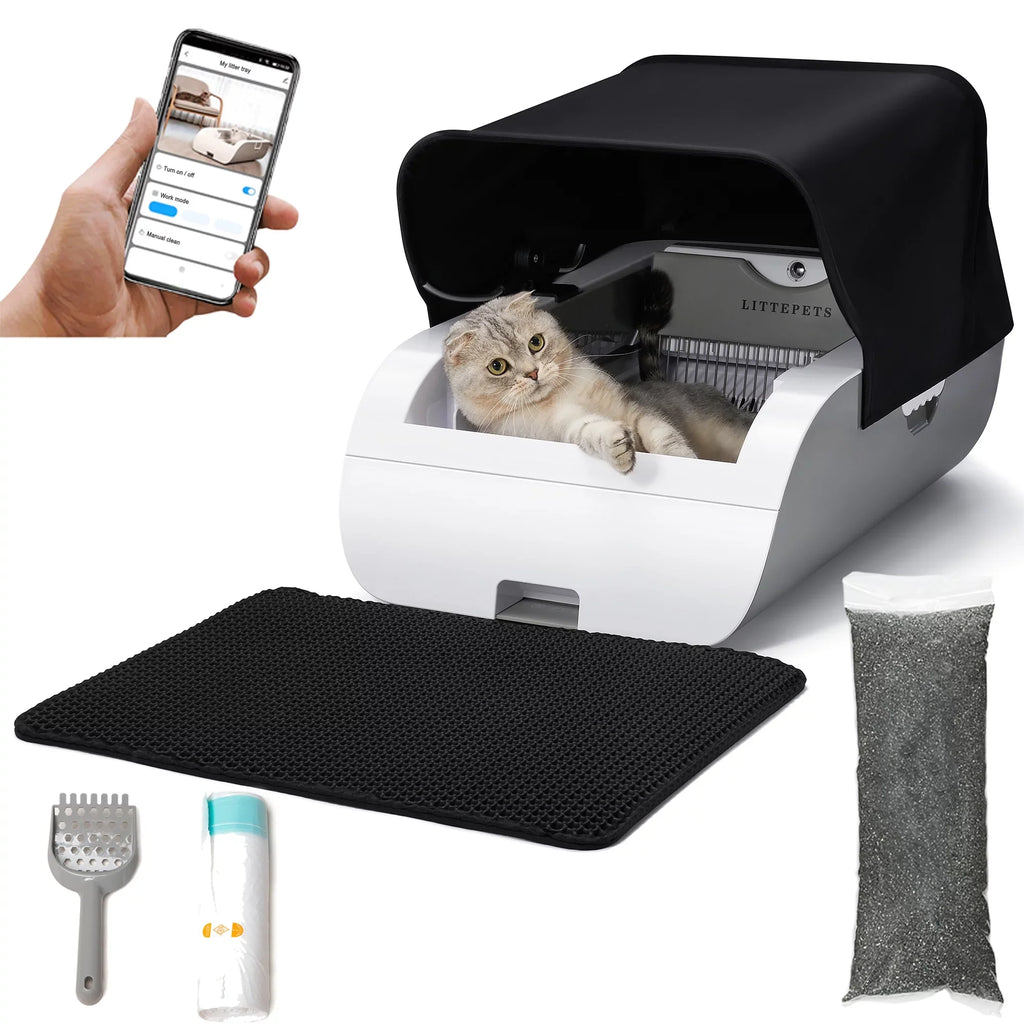 Self Removal No Anti-pinch Scooping Cat Smart Suhaco Intelligent Hood Automatic Control with Litter Litter Cleaning Box APP Litter & Mat Odor Box Sensing
