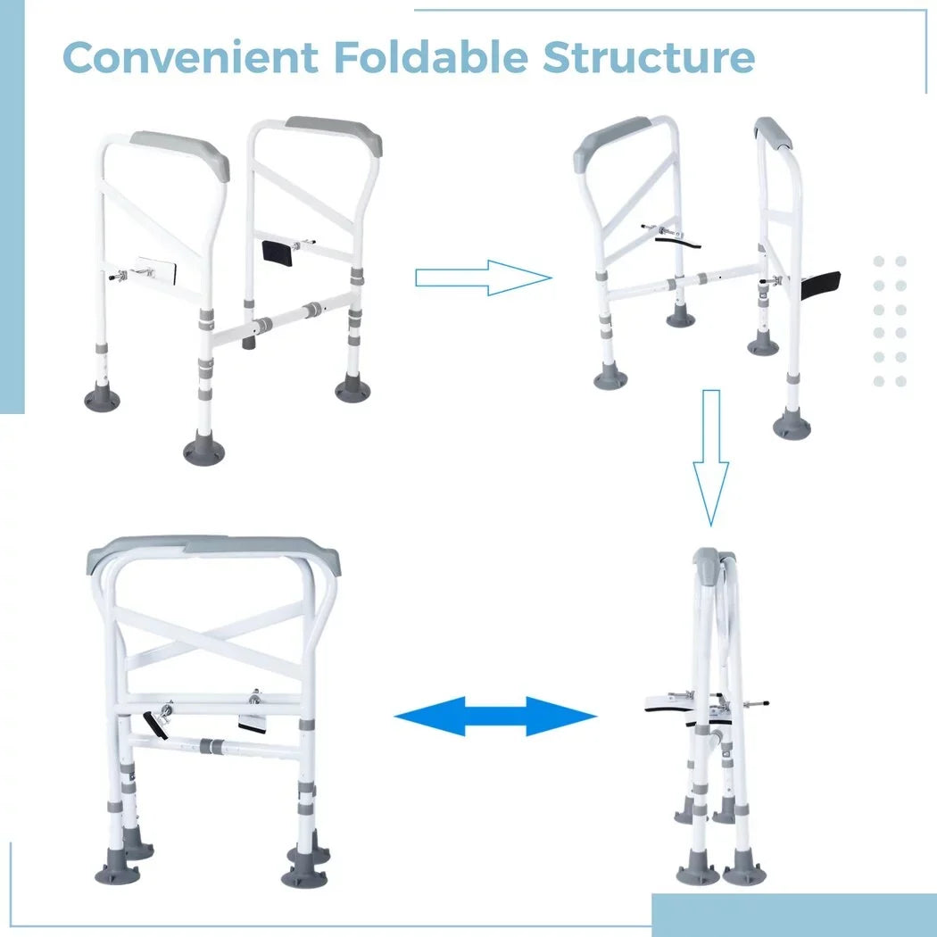Toilet All for Adjustable Toilet Mats, Support Toilet Safety Frame, Standing Handles Toilet Non-Slip Rails Large Safety for Fit Toilets Aid Disabled, Free-Assembly, with Elderly,