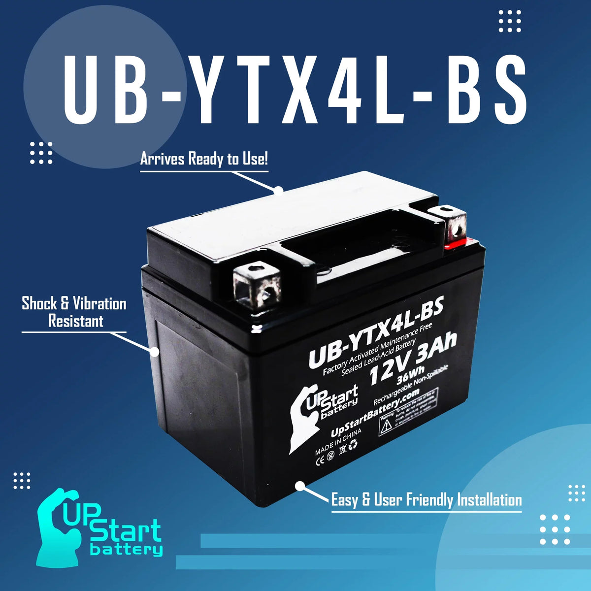 Quest Battery Factory (Can-Am) DS90, 3Ah, Replacement DS90F, UB-YTX4L-BS - 2-Pack Activated, Maintenance ATV Free, 90CC 12V, Bombardier 2008