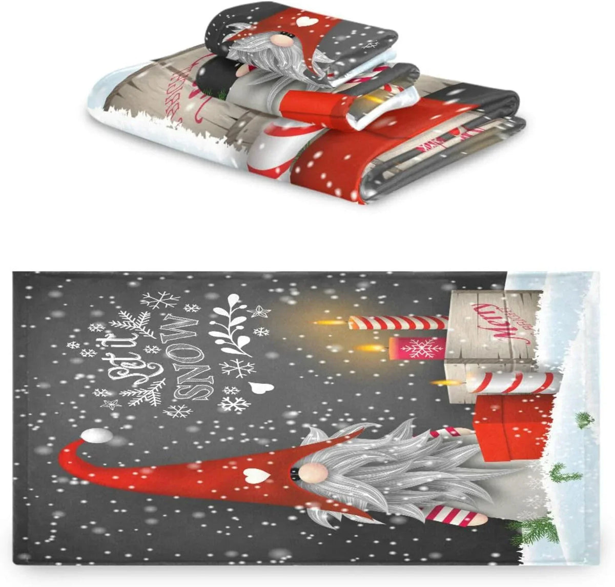 Towels Hotel Bath Towel, 3, and Washcloth Soft Christmas Bathroom Hand Gym Set Wellsay Towel for Absorbent Spa Towel Gnome with Highly of