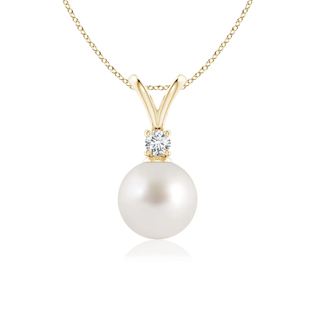 Cultured Jewelry for Yellow Girls Angara Wedding, (Grade-AAA|Size-8mm) Birthstone 14K in Her Necklace Birthday, Gold Pendant South for Sea Women, Pearl June Valentines Gifts V-Bale Day Engagement,