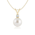 Cultured Jewelry for Yellow Girls Angara Wedding, (Grade-AAA|Size-8mm) Birthstone 14K in Her Necklace Birthday, Gold Pendant South for Sea Women, Pearl June Valentines Gifts V-Bale Day Engagement,