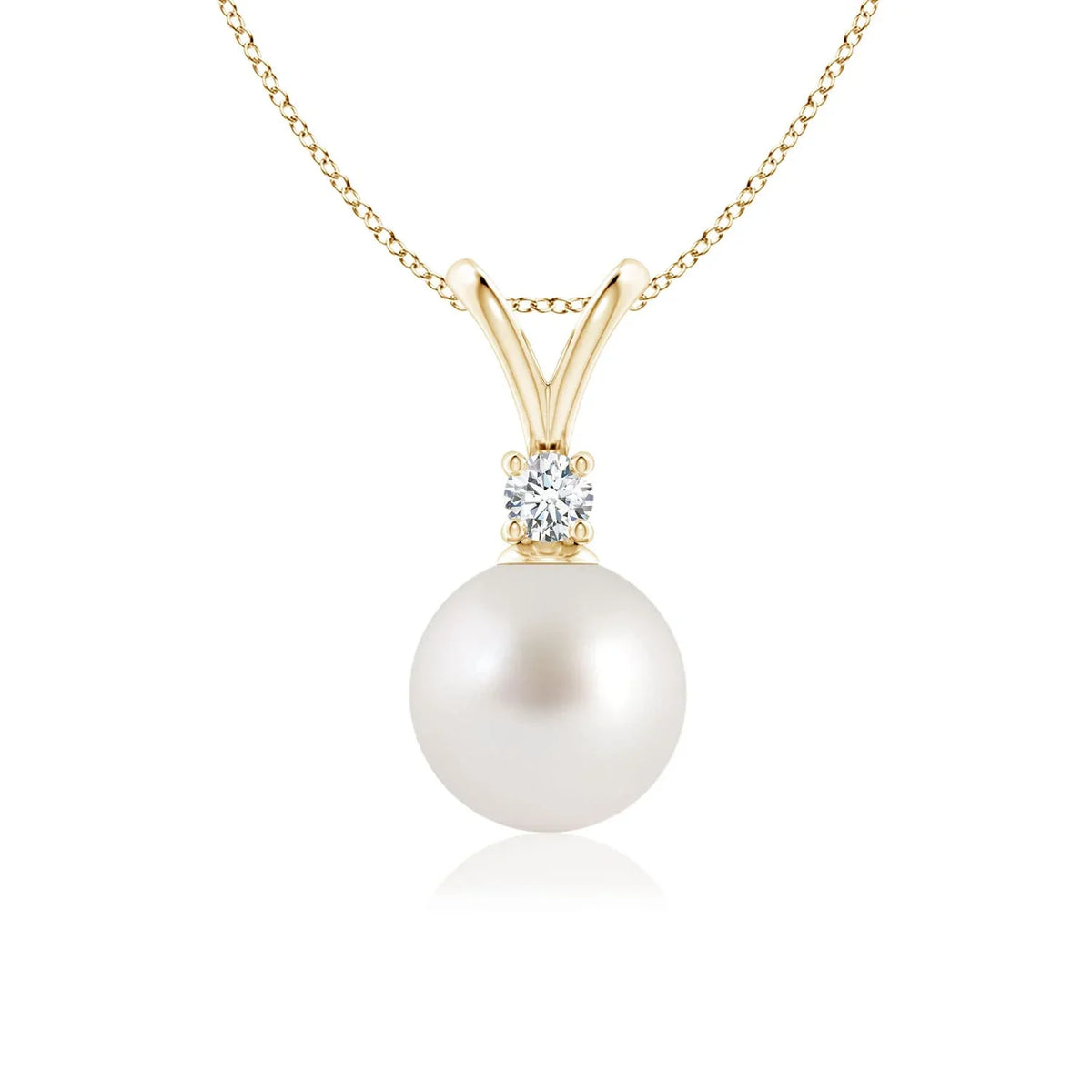 Cultured Jewelry for Yellow Girls Angara Wedding, (Grade-AAA|Size-8mm) Birthstone 14K in Her Necklace Birthday, Gold Pendant South for Sea Women, Pearl June Valentines Gifts V-Bale Day Engagement,