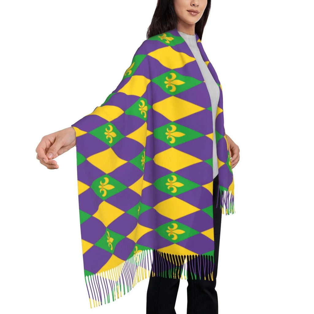 Winter Art Cashmere Elegant Gifts- Feel Scarf Scarves Large Shawl Warm Gras Bingfone Mardi Print Women Wrap Soft For