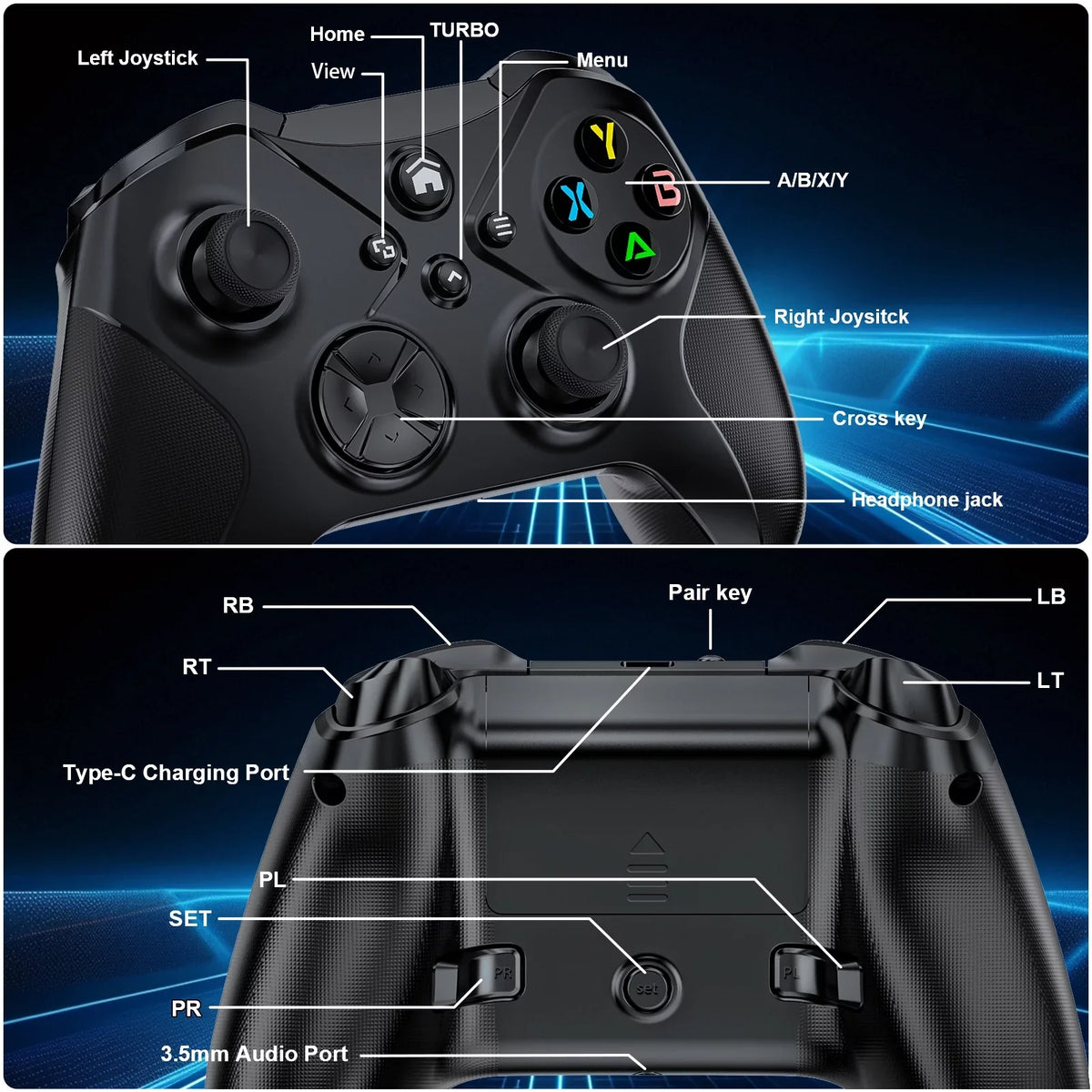 Support Turbo Function, for Wireless Dual Controller X-S/ and Vibration Series One Xbox X-S/ PC, and Xbox Sensor Six-Axis with Macro Xbox