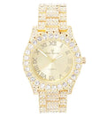 Fully Big Roman ST10327LA (Gold-Gold) Women's Dial Raymond Wristwatch Hop Blinged Out Out Charles - Hip with Rocks Iced Numerals