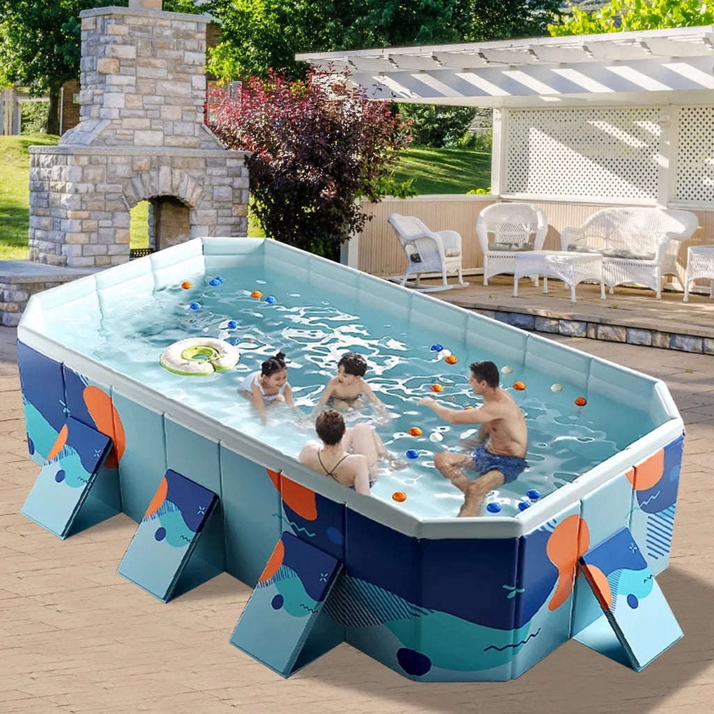 Backyard(Blue) Collapsible Ground Above Swimming Garden Kiddie 113" for ANJORALA Pool Pool Non-Inflatable